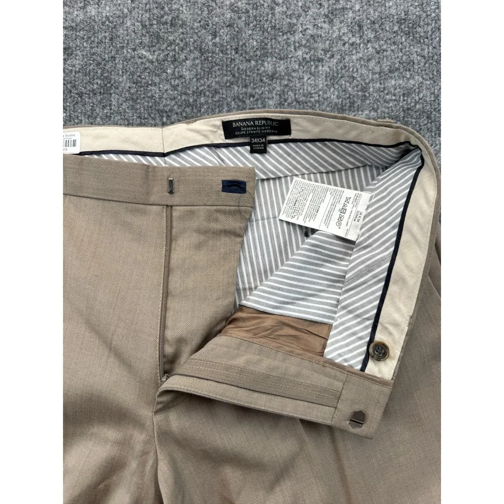 Banana Republic Dress Pants Mens 34x34 Brown Wool Modern Slim Fit Office Career